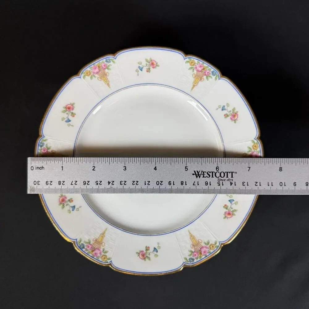 6x Limoges GDA France white Gold trim with Floral Design 7.5